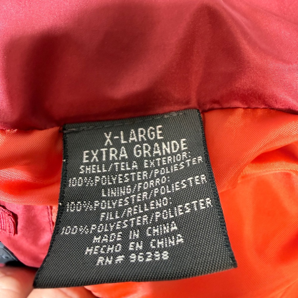 ST JOHNS BAY Puffer Vest Red Orange‎ Lined Full Zip Pockets X Large - Picture 4 of 11
